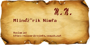 Mlinárik Nimfa névjegykártya